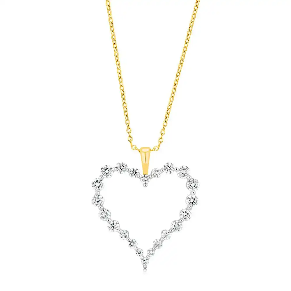 Luminesce Lab Grown 1 Carat Diamond Heart Pendant in 9ct Yellow Gold