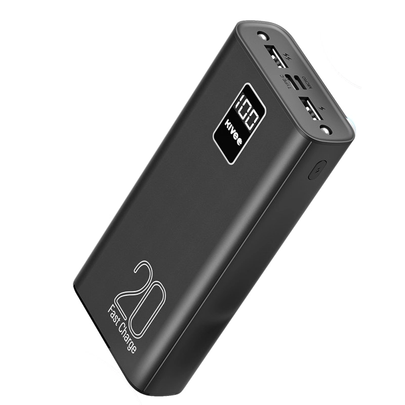 KIVEE PT23 20000mAh Power Bank with Digital Display Black