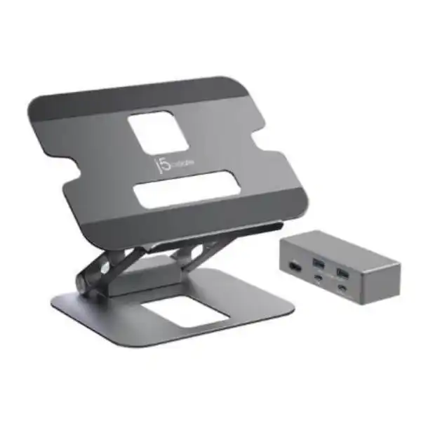 J5create JTS327 Multi-Angle single 4K HDMI Docking Laptop Stand with USB-C Pass Through (USB-C Dock w/ 4K HDMI, 2 x USB-A, USB-C Host, USB-C 100W PD)