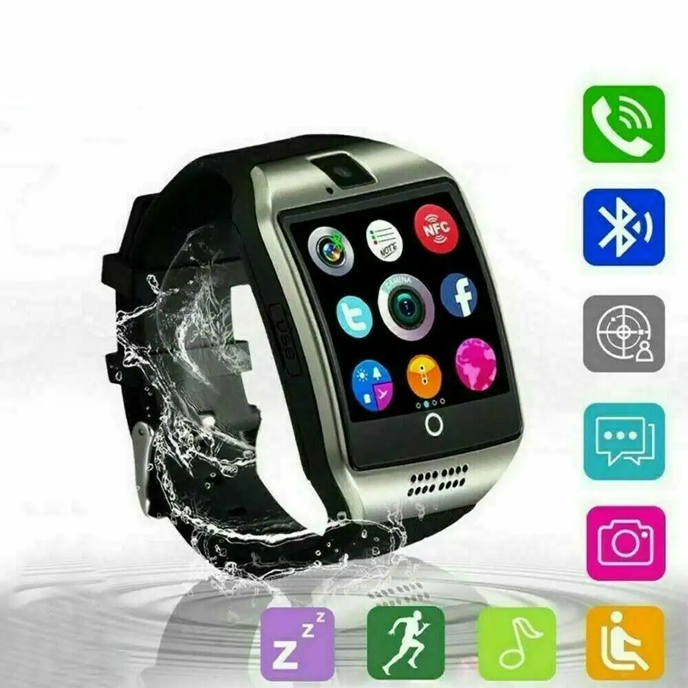 Smart Watch with Camera Bluetooth Pedometer Sim Card Slot for iPhone & Android | Water Resistant