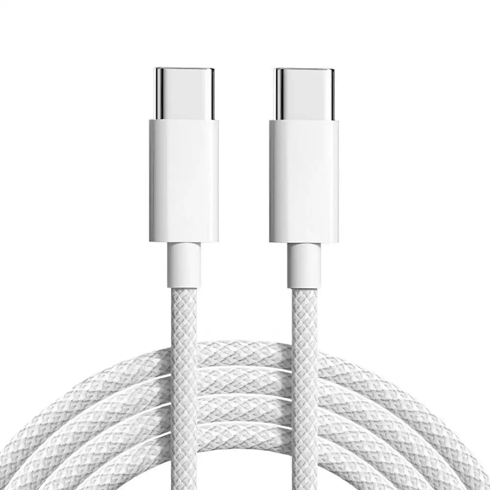 2 Pack Braided USB Type C to USB-C Cable Charge PD 60W Quick Charging Data Fast Charger