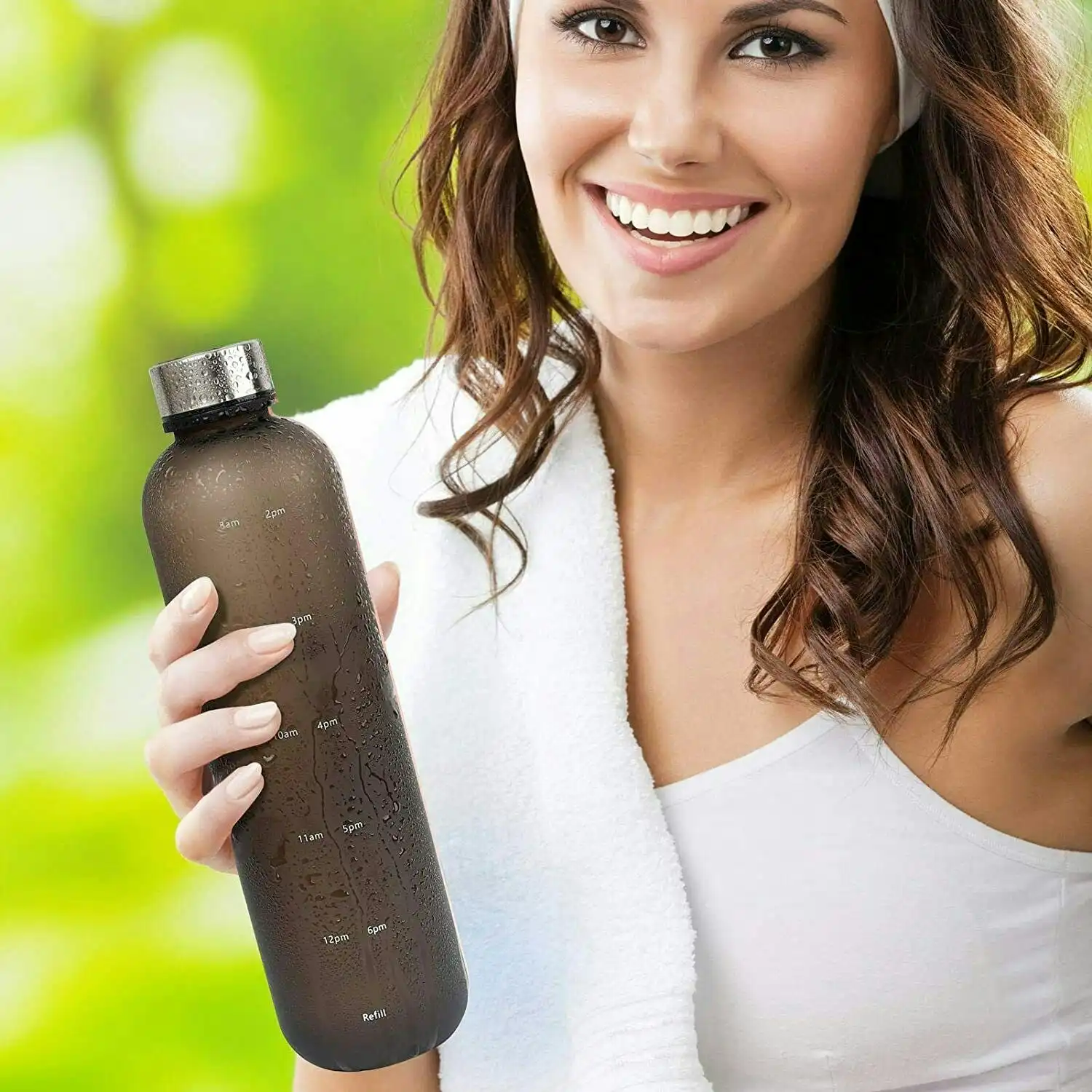 1 Litre Motivational Sports Water Bottle with Time Markings