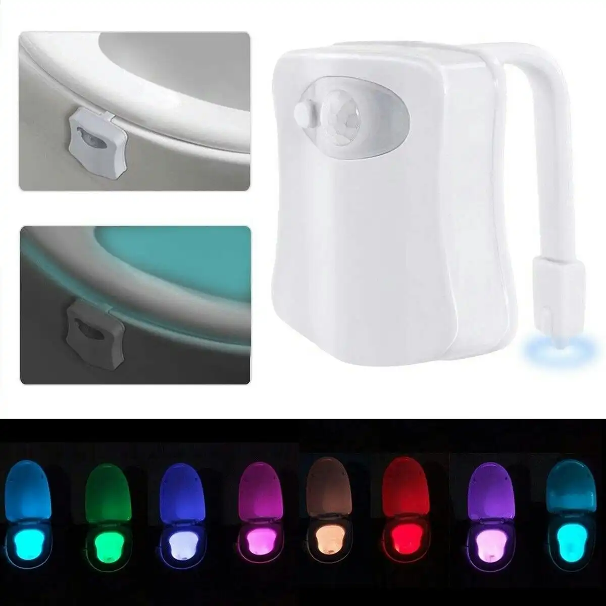 8 Colors Toilet Bowl LED Night Light Motion Activated Seat Sensor Lamp Bathroom
