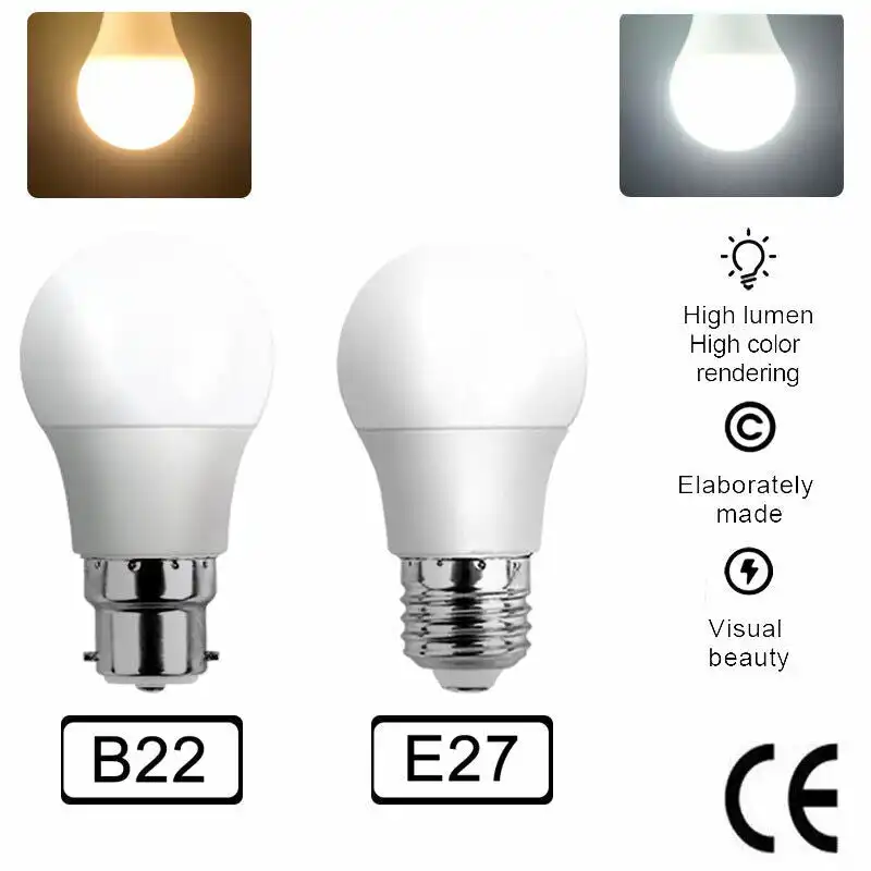 2x LED Bulb 7W E27 Globe Light Cool White Screw Bright Bulb