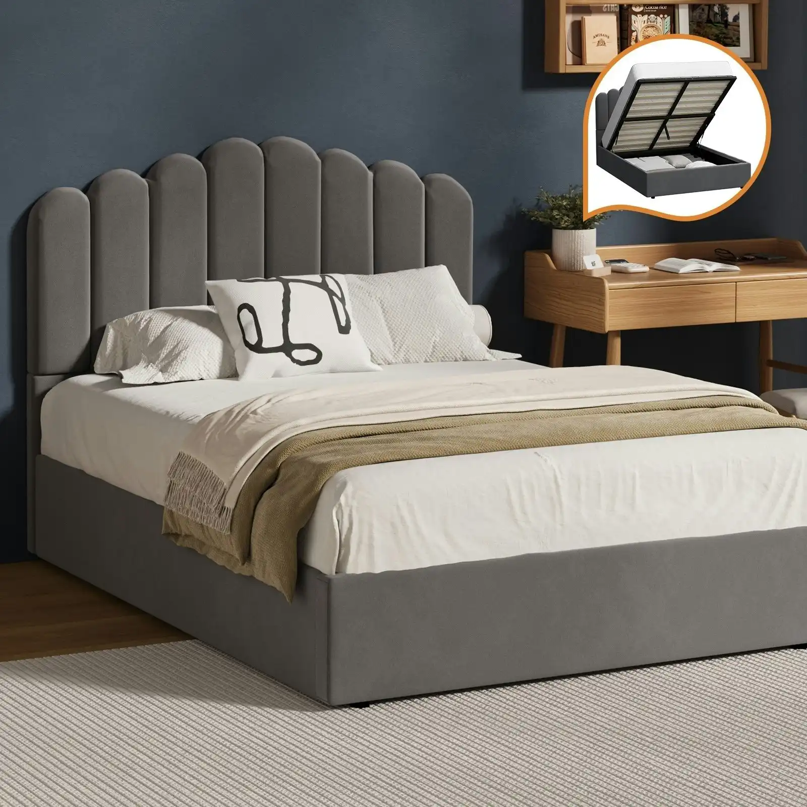 Oikiture Bed Frame Gas Lift-Queen