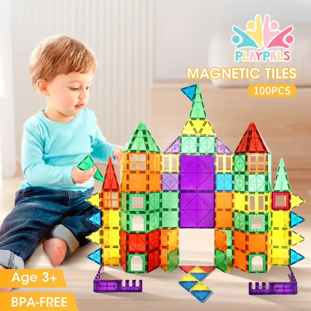 Playpals Kids Magnetic Tiles Blocks Building Educational Toys Child Gift 100PCS