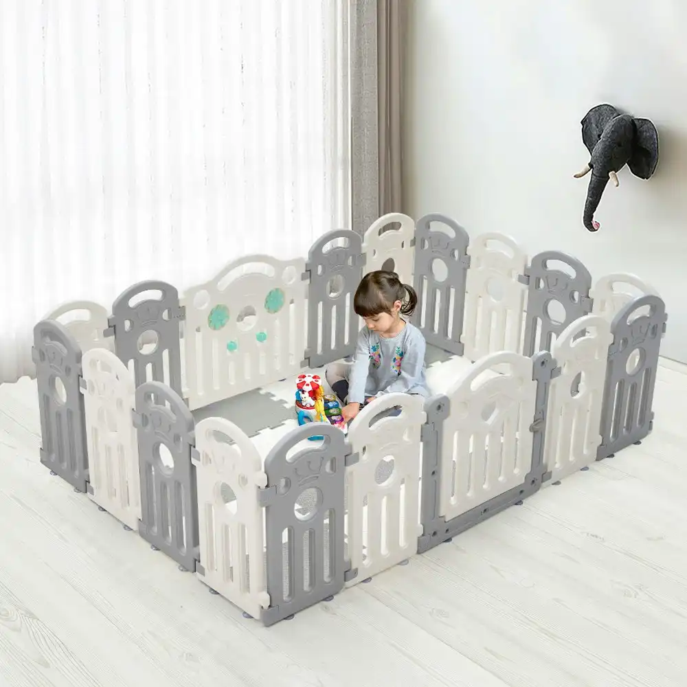 Playpals Kids Playpen Baby Safety Gate Toddler Fence Child Play Game 18 Panels