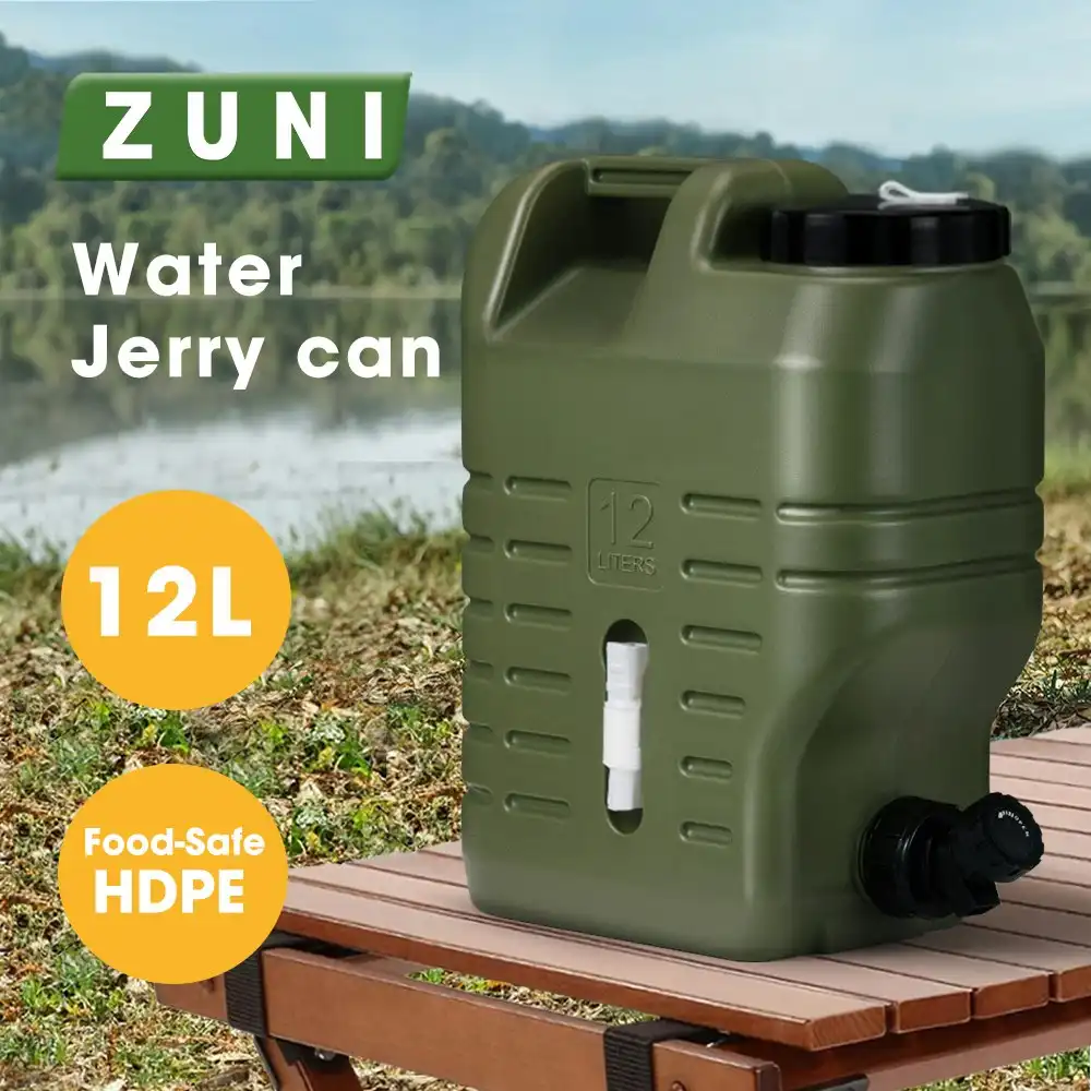 ZUNI Water Container Jerry Can Bucket Camping Outdoor Storage Barrel 12L Green