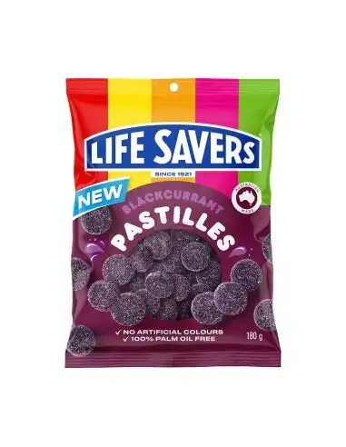 Lifesaver Blackcurrant Pastilles 180g x 12