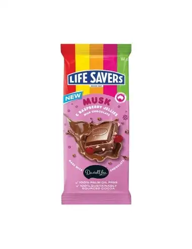 Lifesavers Musk & Raspberry Jellies Milk Choc Block 160g x 17