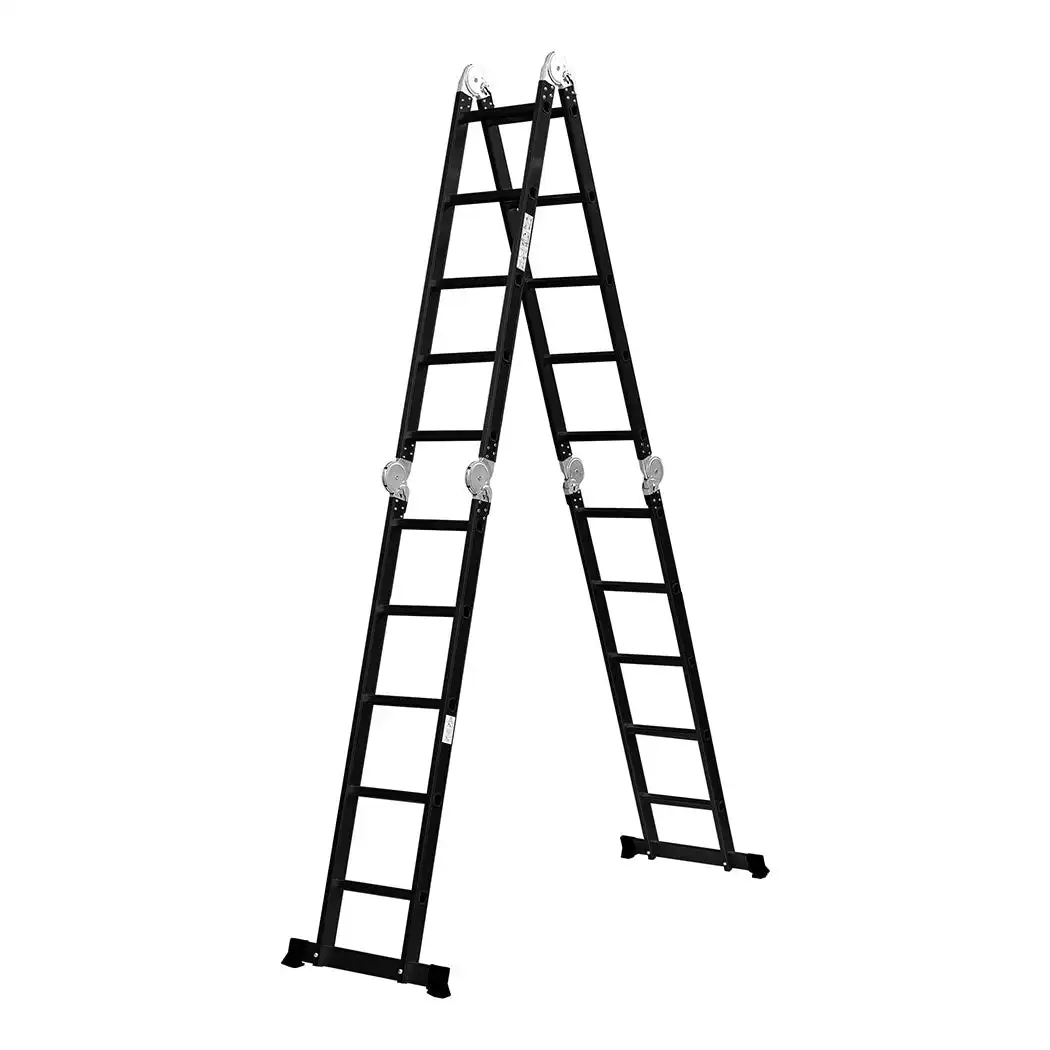 Traderight Multi Purpose Ladder Aluminium Folding Platform Extension Step 5.7M (HW0038-570-BK)