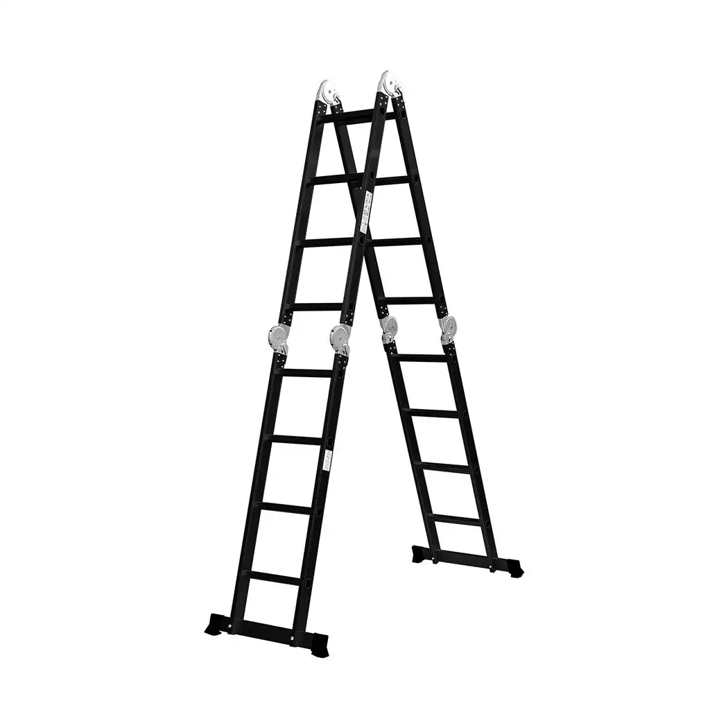 Traderight Multi Purpose Ladder Aluminium Folding Platform Extension Step 4.7M (HW0038-470-BK)