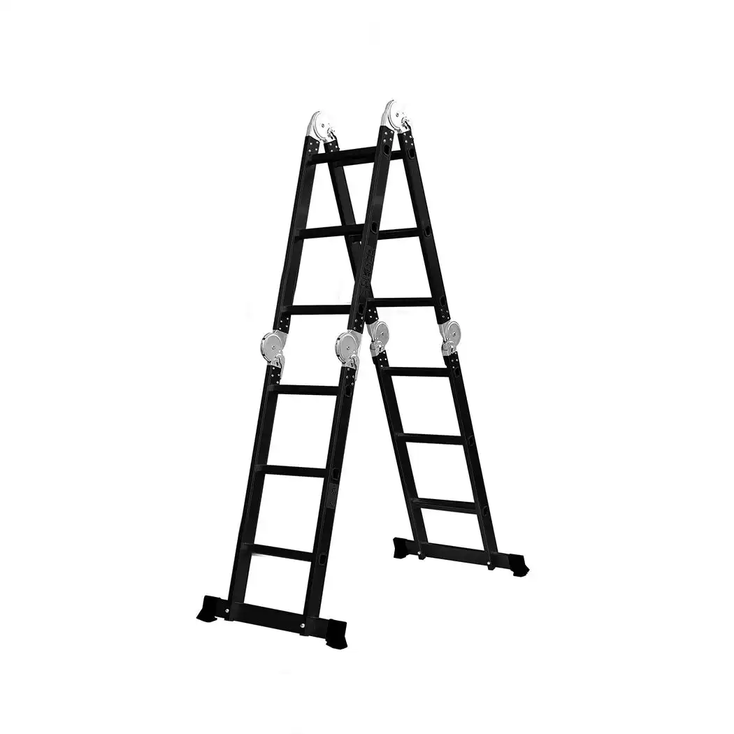 Traderight Multi Purpose Ladder Aluminium Folding Platform Extension Step 3.6M (HW0038-360-BK)