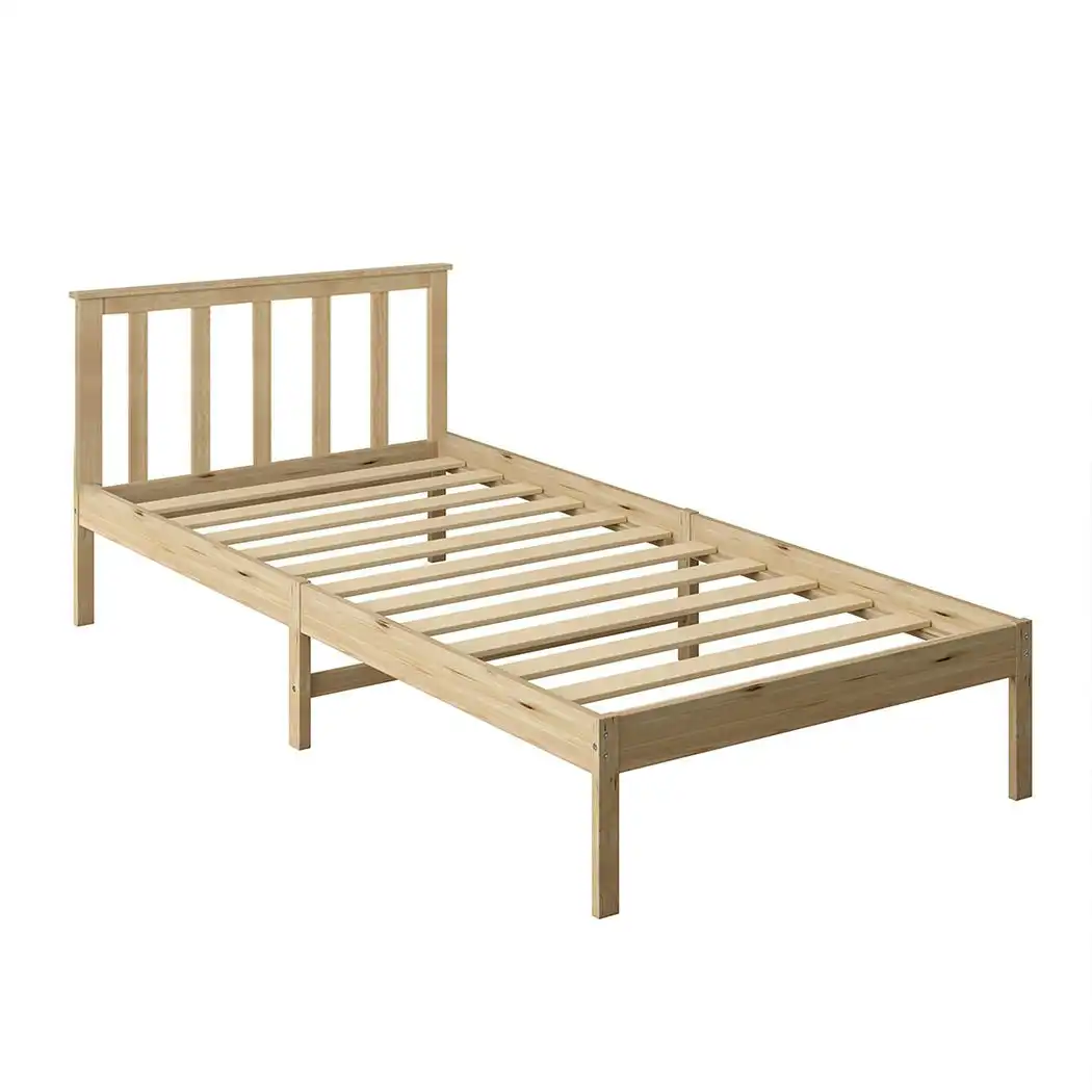 Levede Wooden Bed Frame Single Full Size Mattress Base Timber Natural