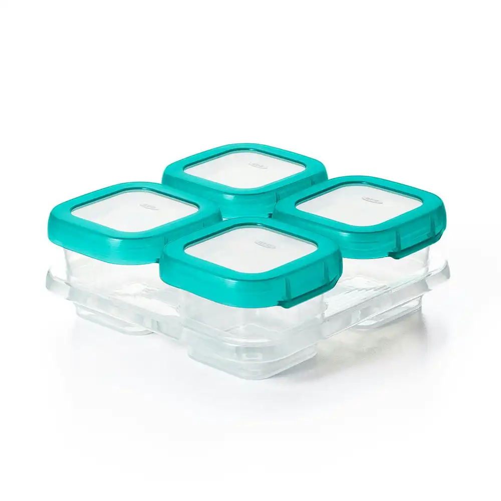 OXO Tot Baby 4oz Freezer Storage Container Set 4Pc Teal With Clear Lid And Body