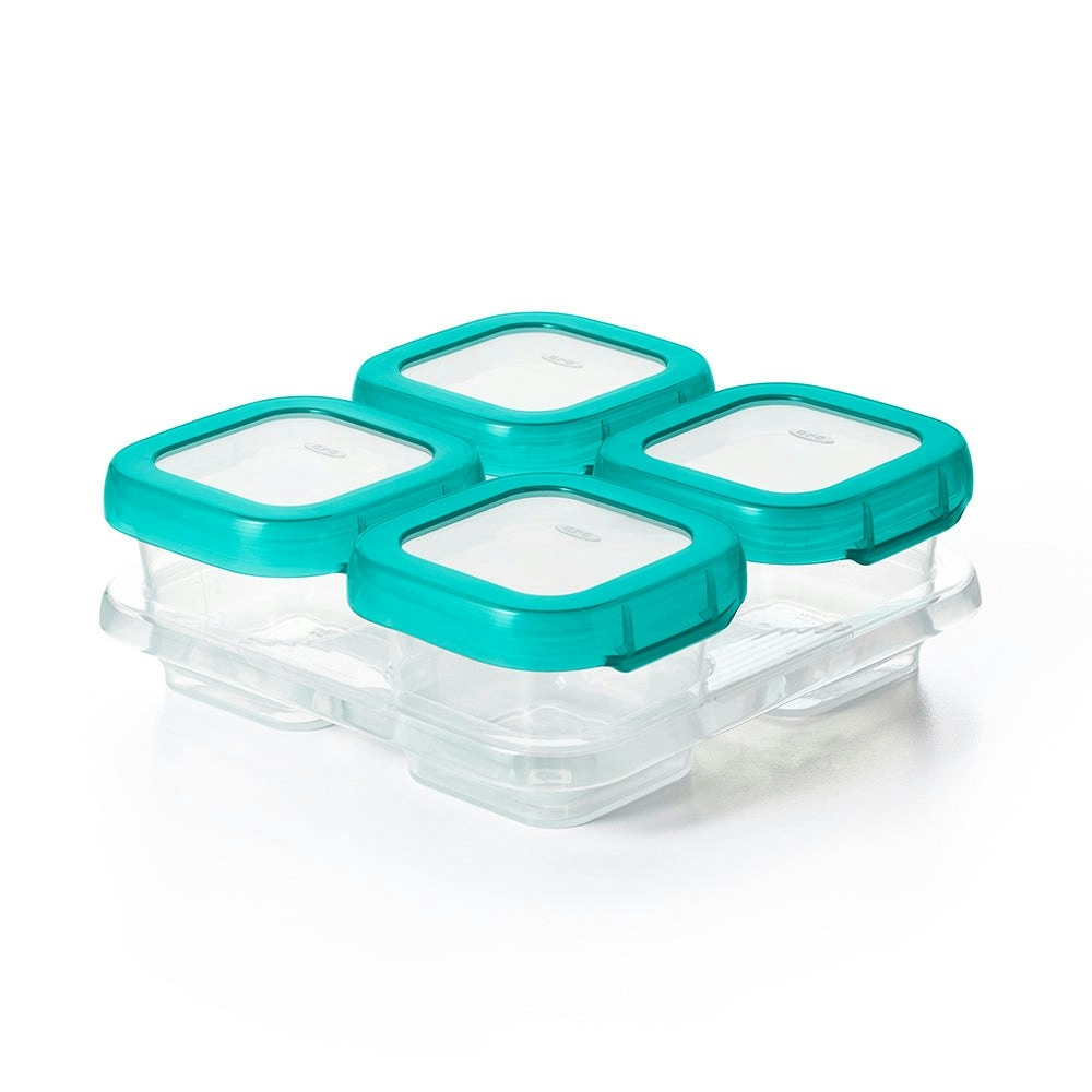 OXO Tot Baby 4oz Freezer Storage Container Set 4Pc Teal With Clear Lid And Body