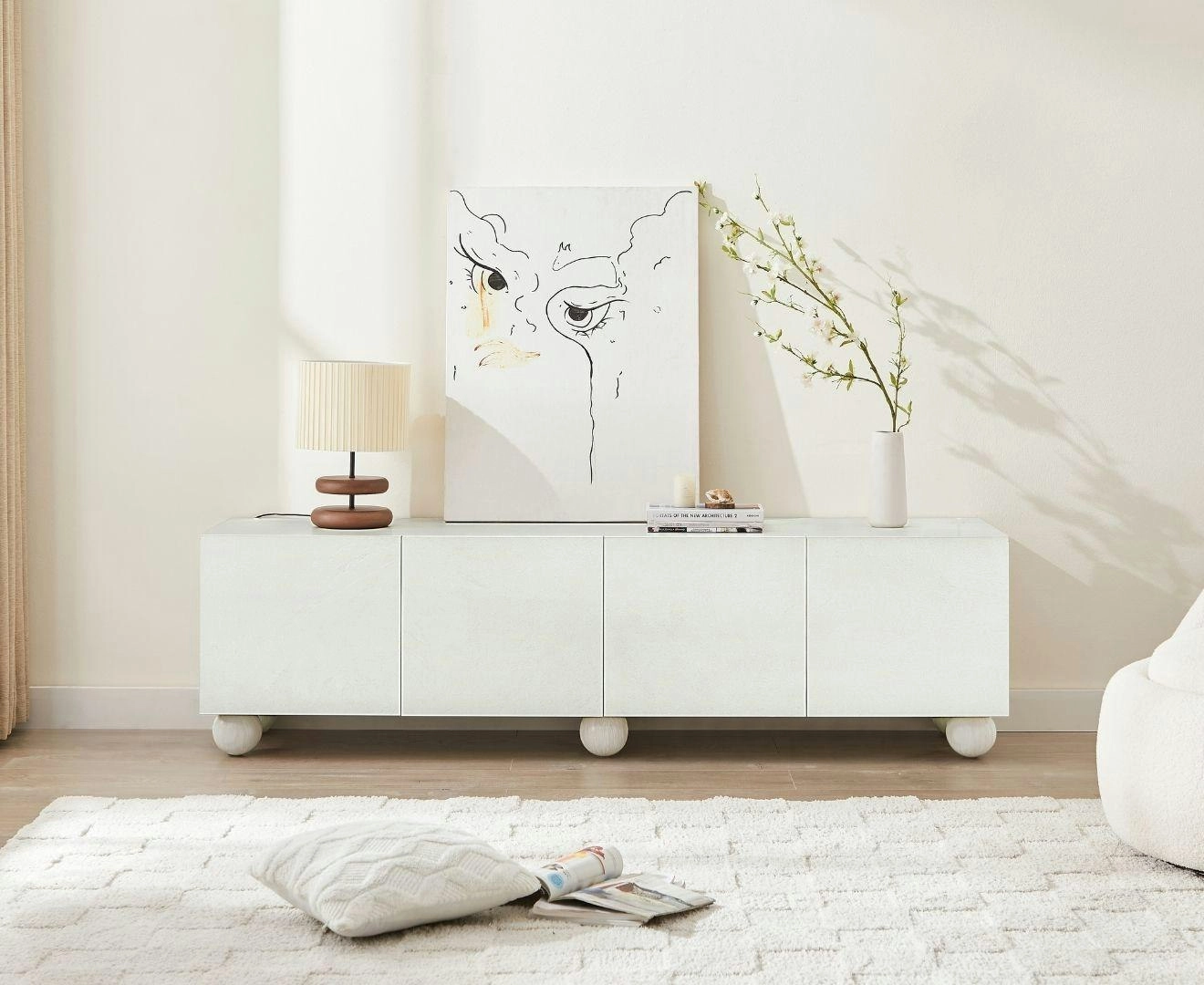 Ava White TV Unit