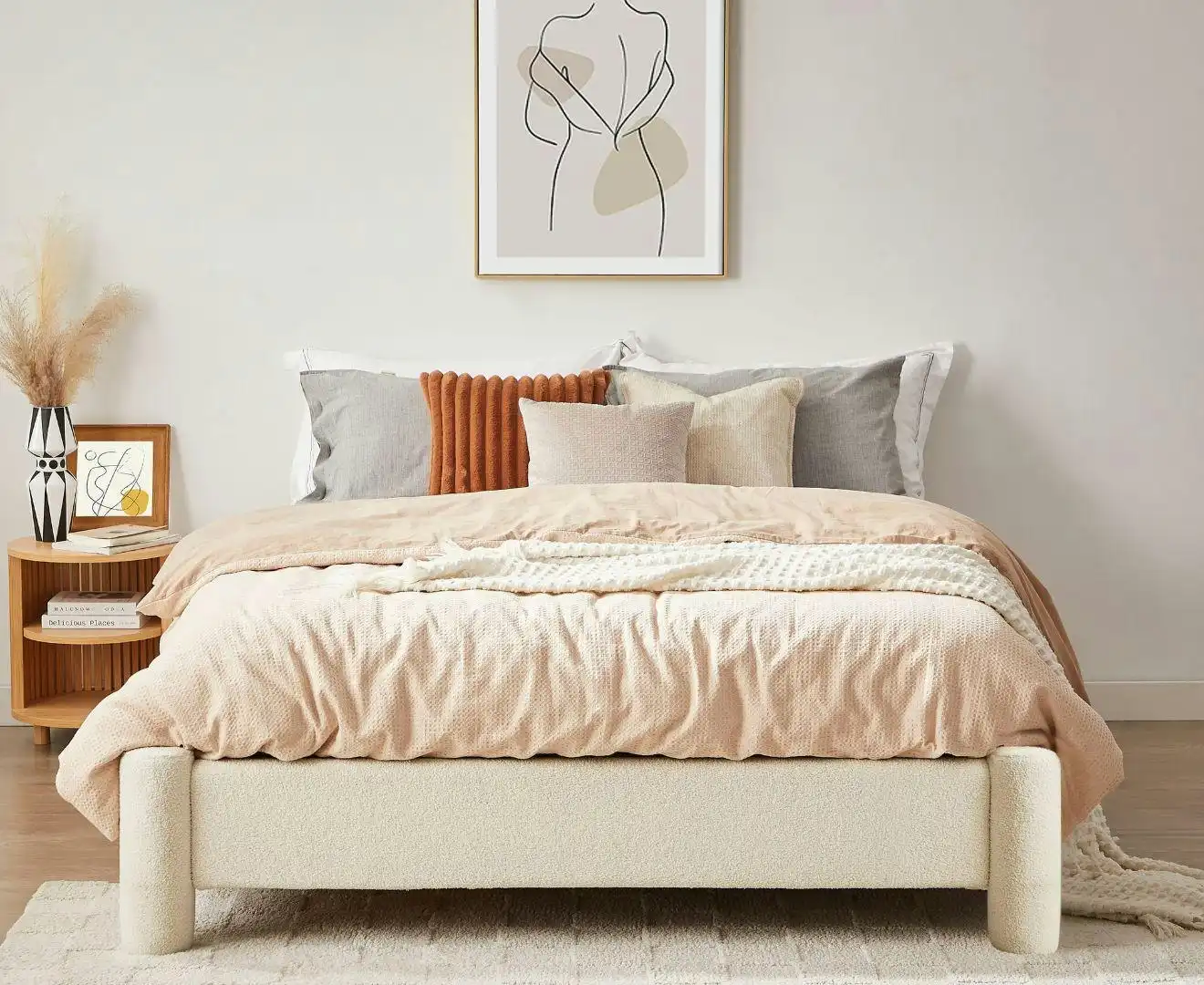 Zara Modern Boucle Fabric Bed Base