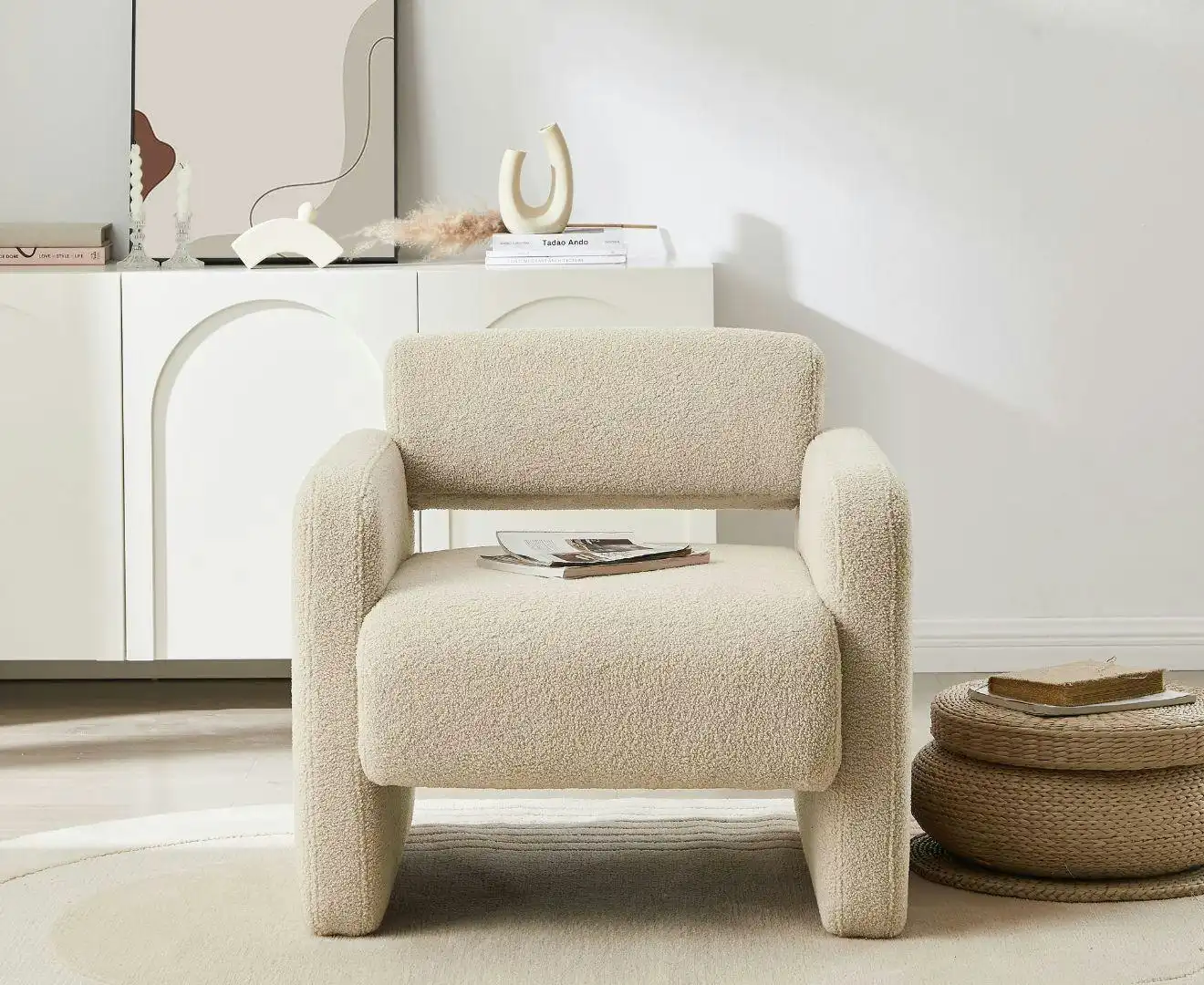 Lilah Modern Boucle Fabric Armchair