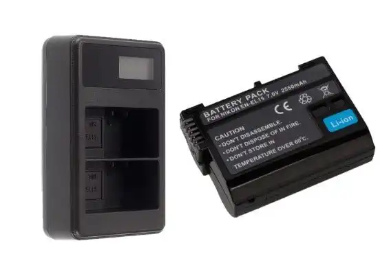 Battery Replacement + LCD Charger for Nikon EN-EL15 D7000 D7100 D800 D800E D600 Camera