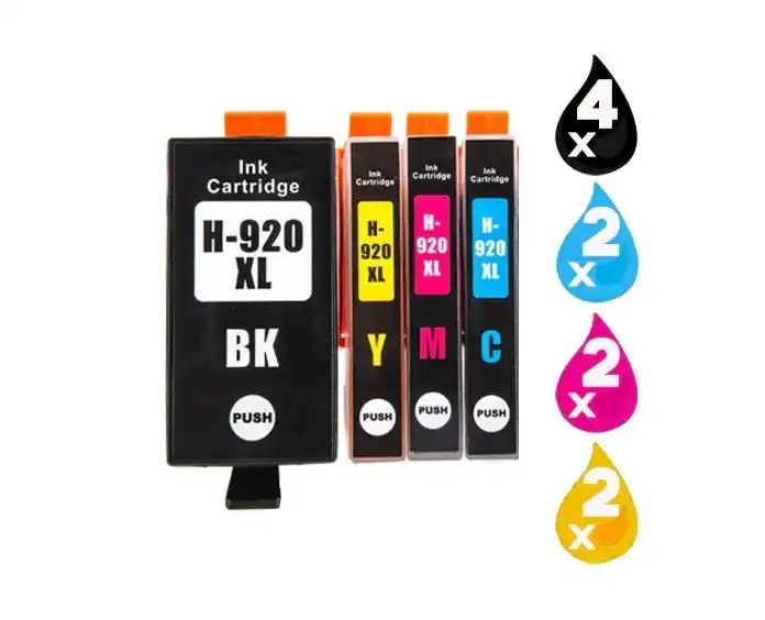 10 Pack HP 920XL Compatible High Yield Inkjet Cartridges CD972AA-CD975AA [4BK,2C,2M,2Y]