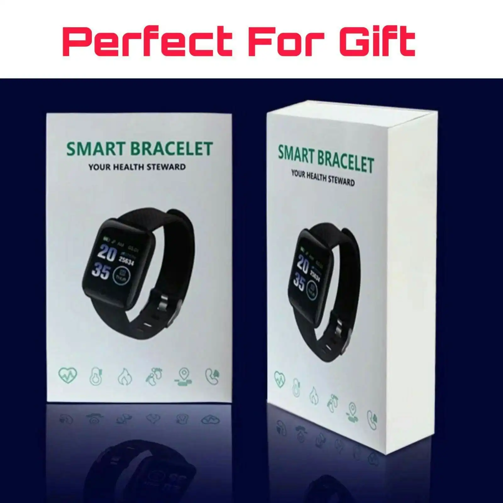 Sports Smart Watch Fitness Tracker Bracelet Heart Rate Blood Pressure Pedometer | Black