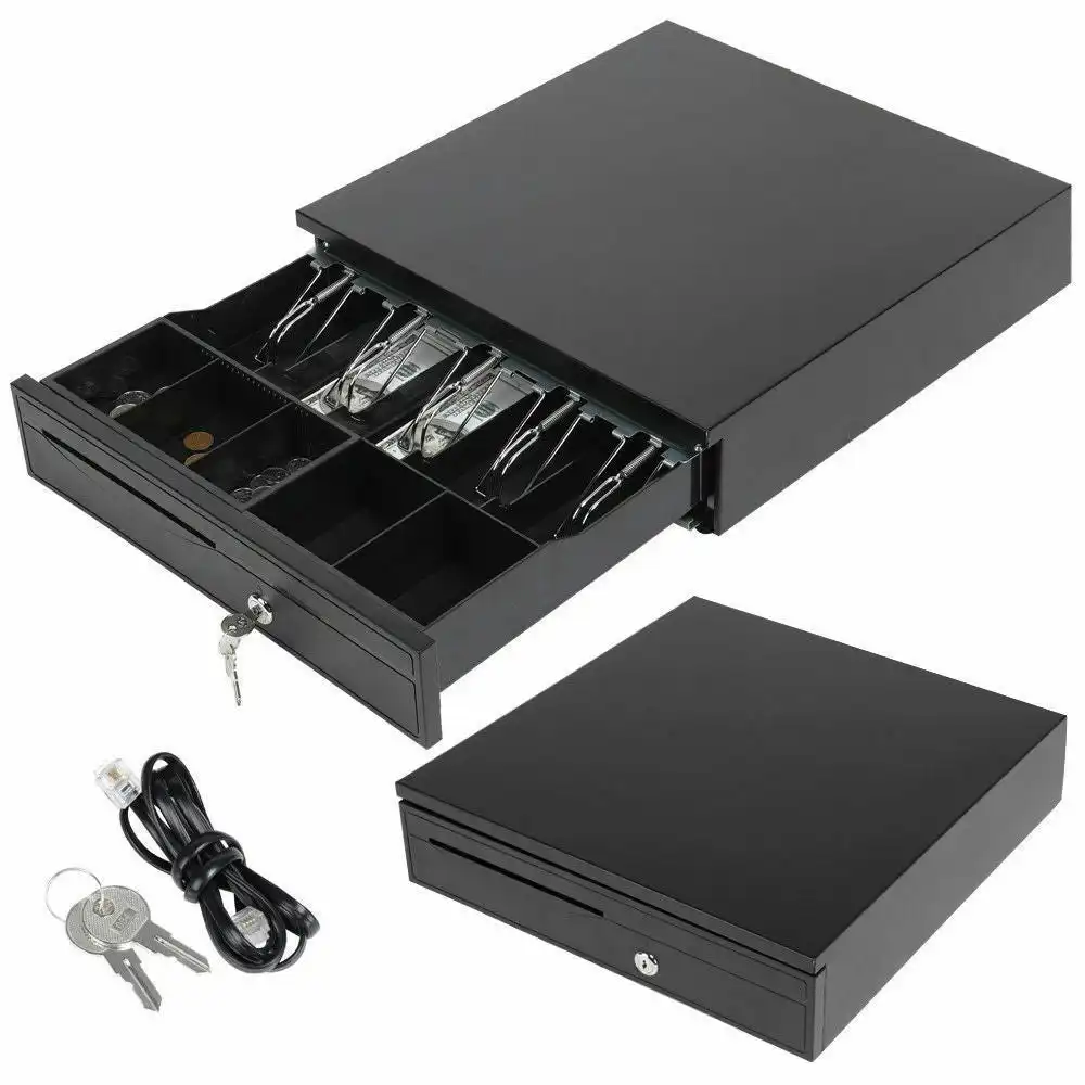 Cash Drawer Register POS 5 Bills + 5 Coins Tray | Electronic & Manual | Heavy Duty