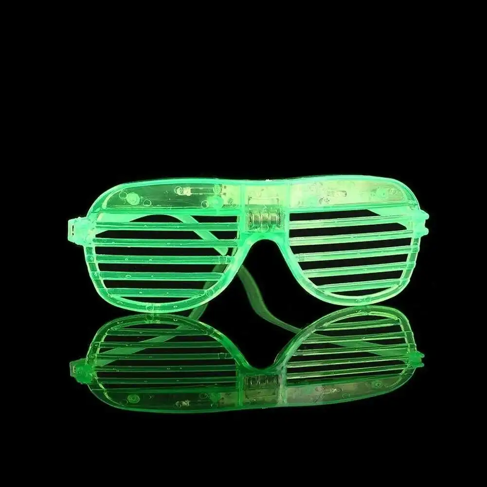Green LED Glasses Light Up Shutter Shades Sunglasses Glow In The Dark Neon Party Toys