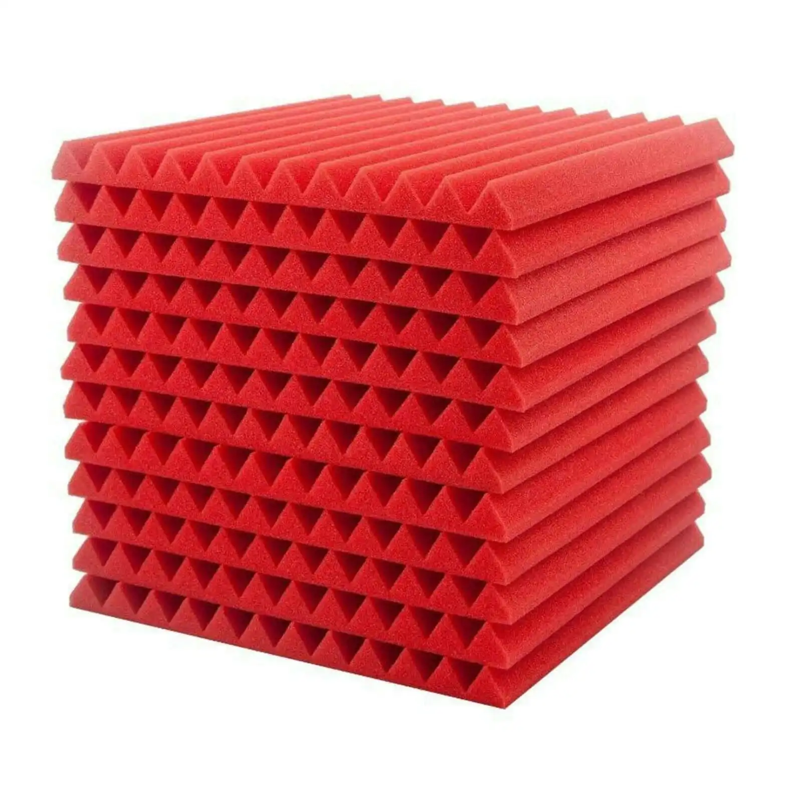 24 Acoustic Soundproof Foam Sound Absorbing Panels 30x30x2.5cm | Red