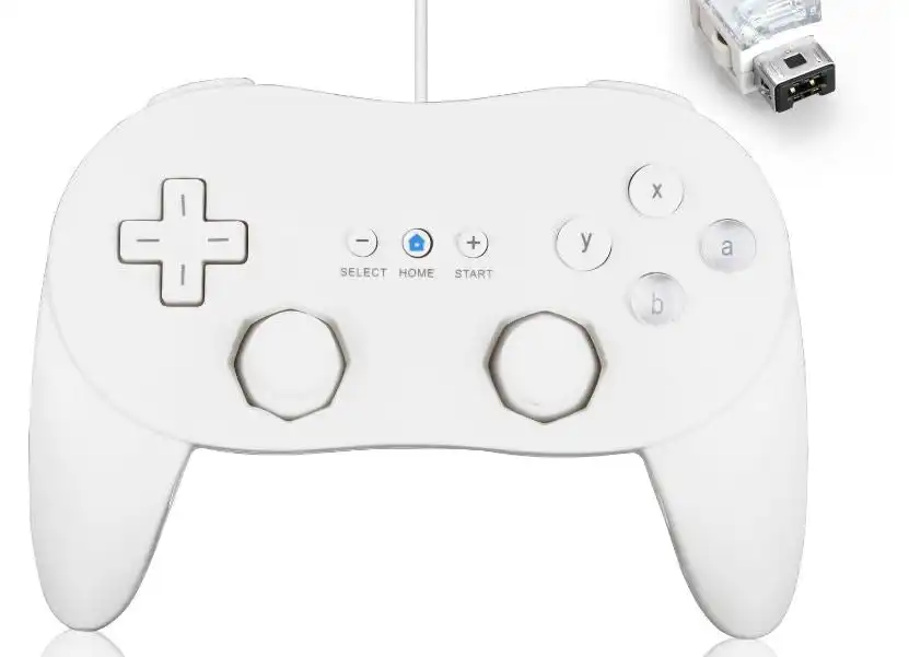 (2 Pack) Classic Pro Wired Controller For Wii White Gamepad Joypad