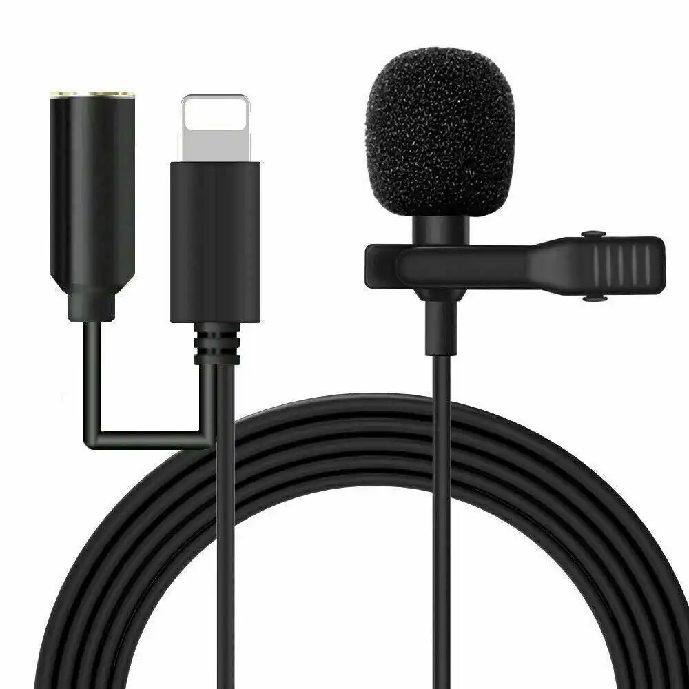 Lapel Lavalier Mic For iPhone 14 13 12 XS XR X 11 Pro 8 7 For YouTube Video Recording Microphone