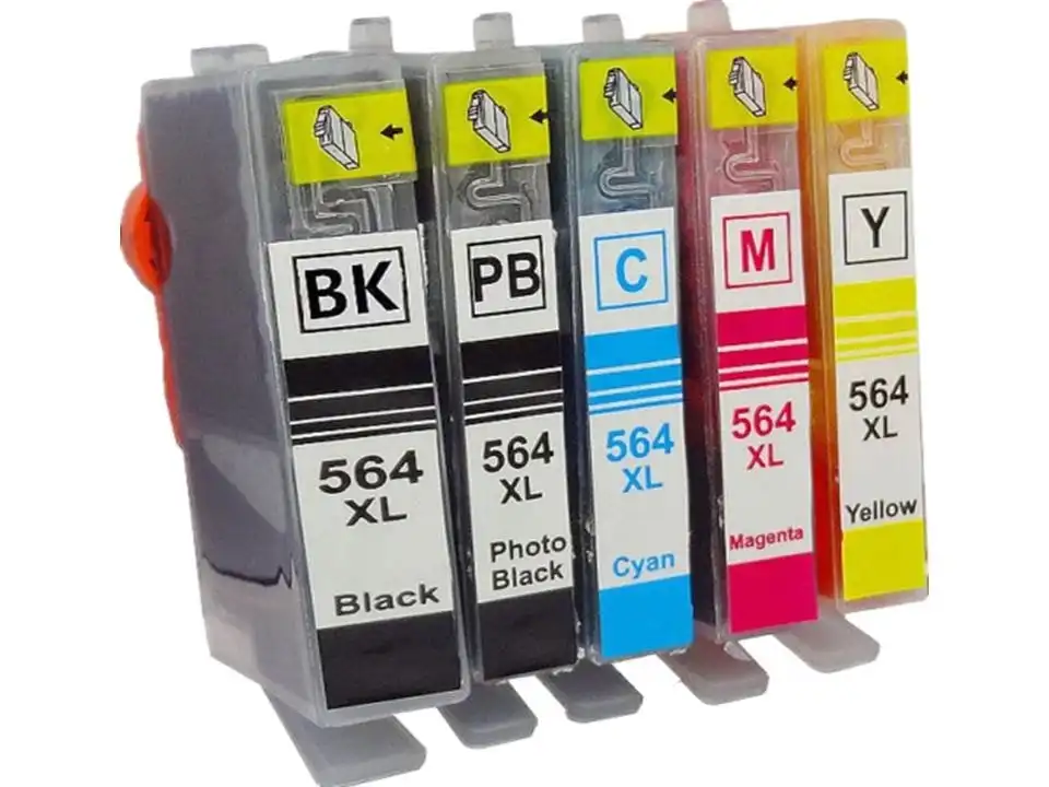 5 Pack (1BK,1PBK,1C,1M,1Y) Compatible Ink for HP 564XL for HP Photosmart 7510-C311a