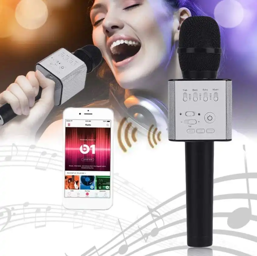 Karaoke Microphone Wireless Bluetooth Speaker Handheld Mic USB Player