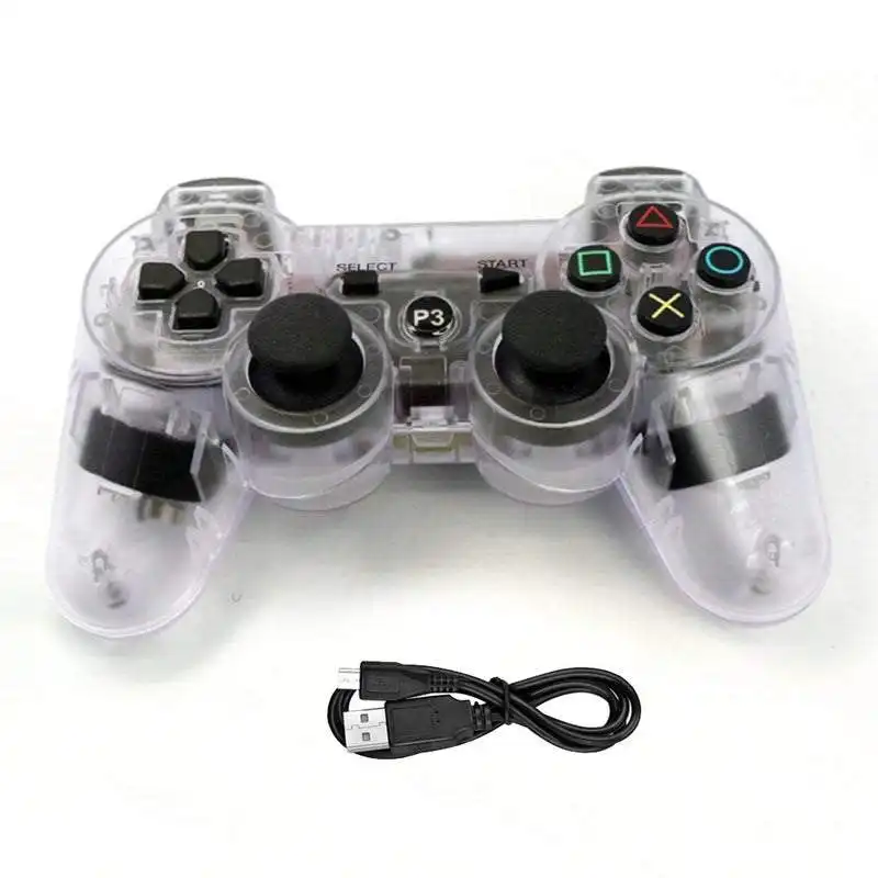 Wireless Controller Compatible for PS3 PlayStation 3 | Dual Vibration Gamepad (Clear)