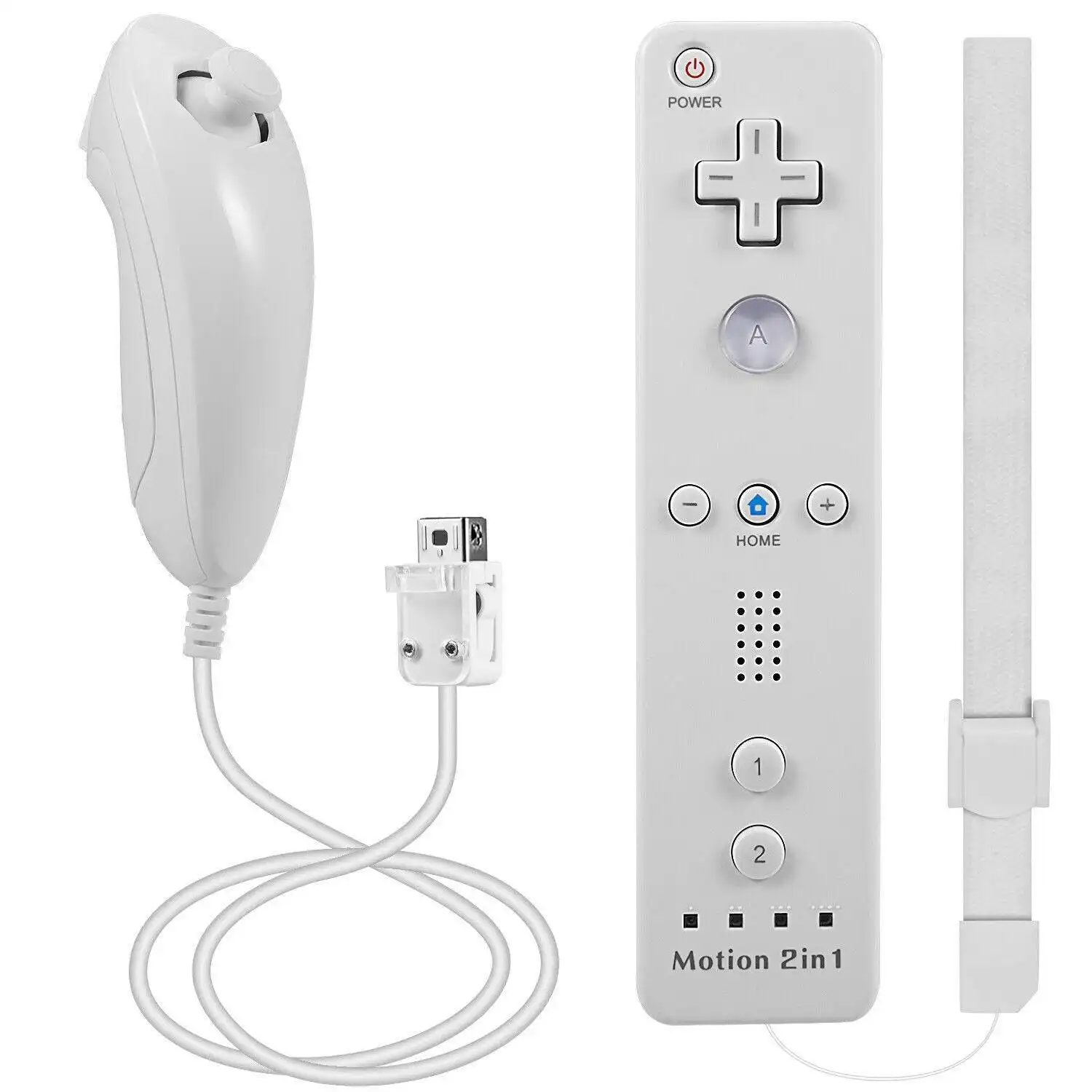 [2 Pack] 2in1 Built-in Motion Plus Remote Compatible Nunchuck Controller For Nintendo Wii