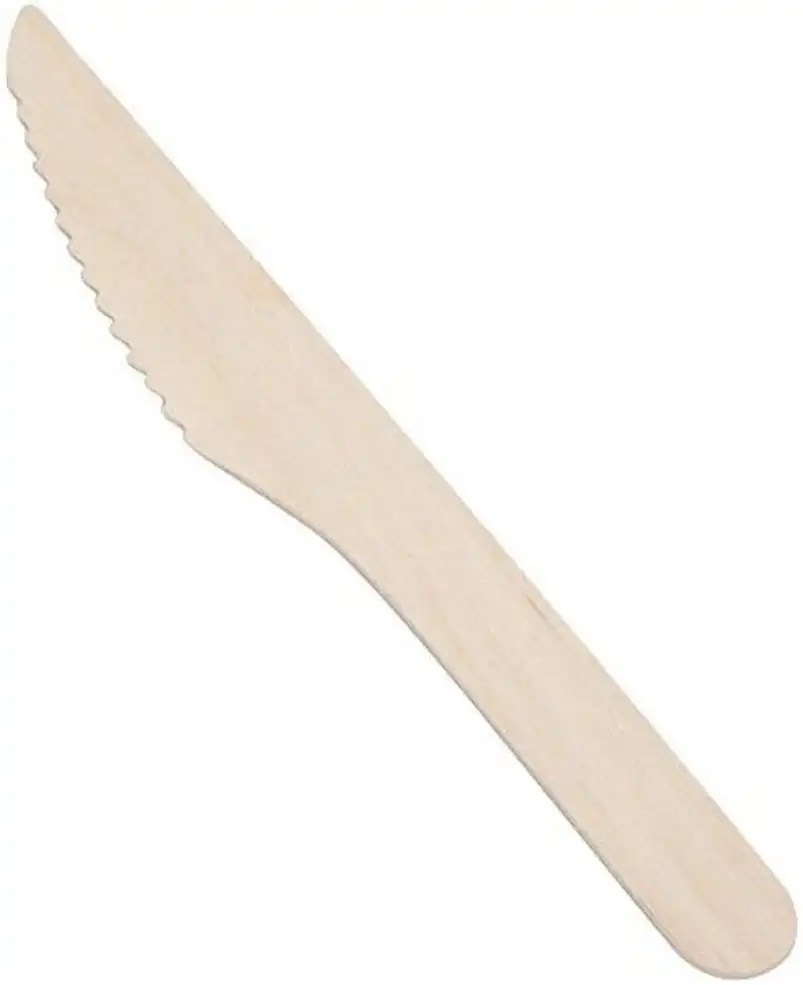 100 Pack | Disposable Wooden Knife All-Natural, Eco-Friendly, Biodegradable, and Compostable