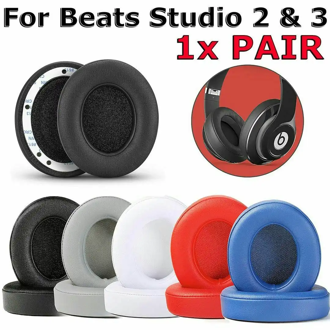 Soft Replacement Ear Pads for Beats by Dr. Dre Studio 2.0 3.0 Wired Wireless | White