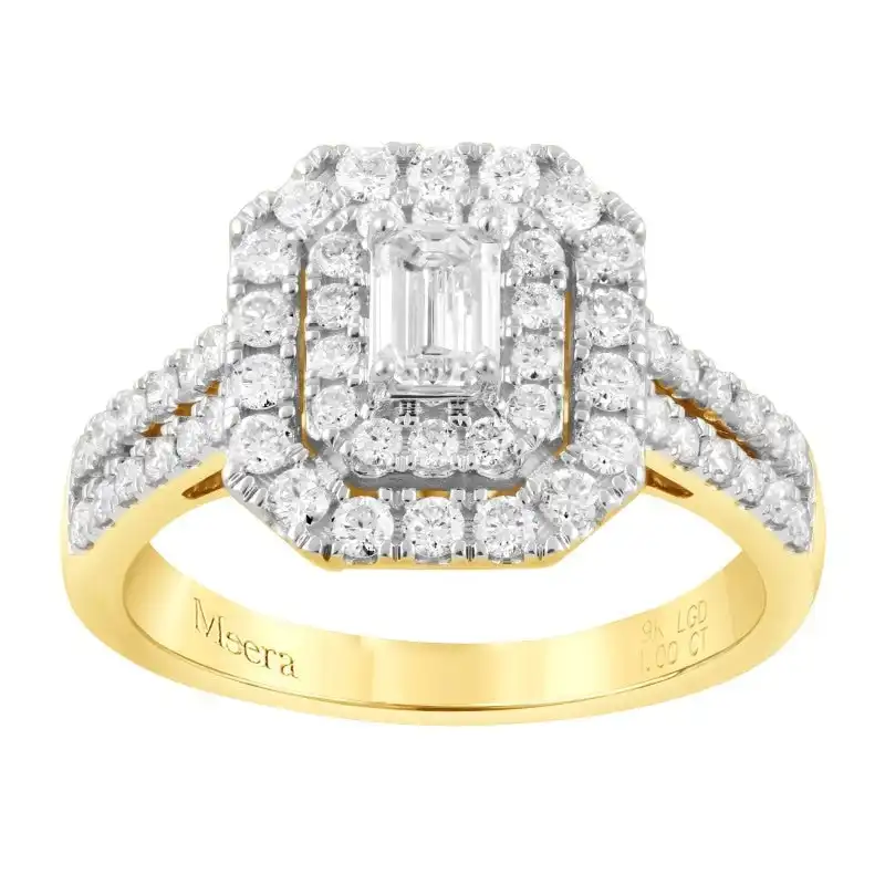 Meera Emerald Cut Ring with 1.00ct of Laboratory Grown Diamonds in 9ct Yellow Gold