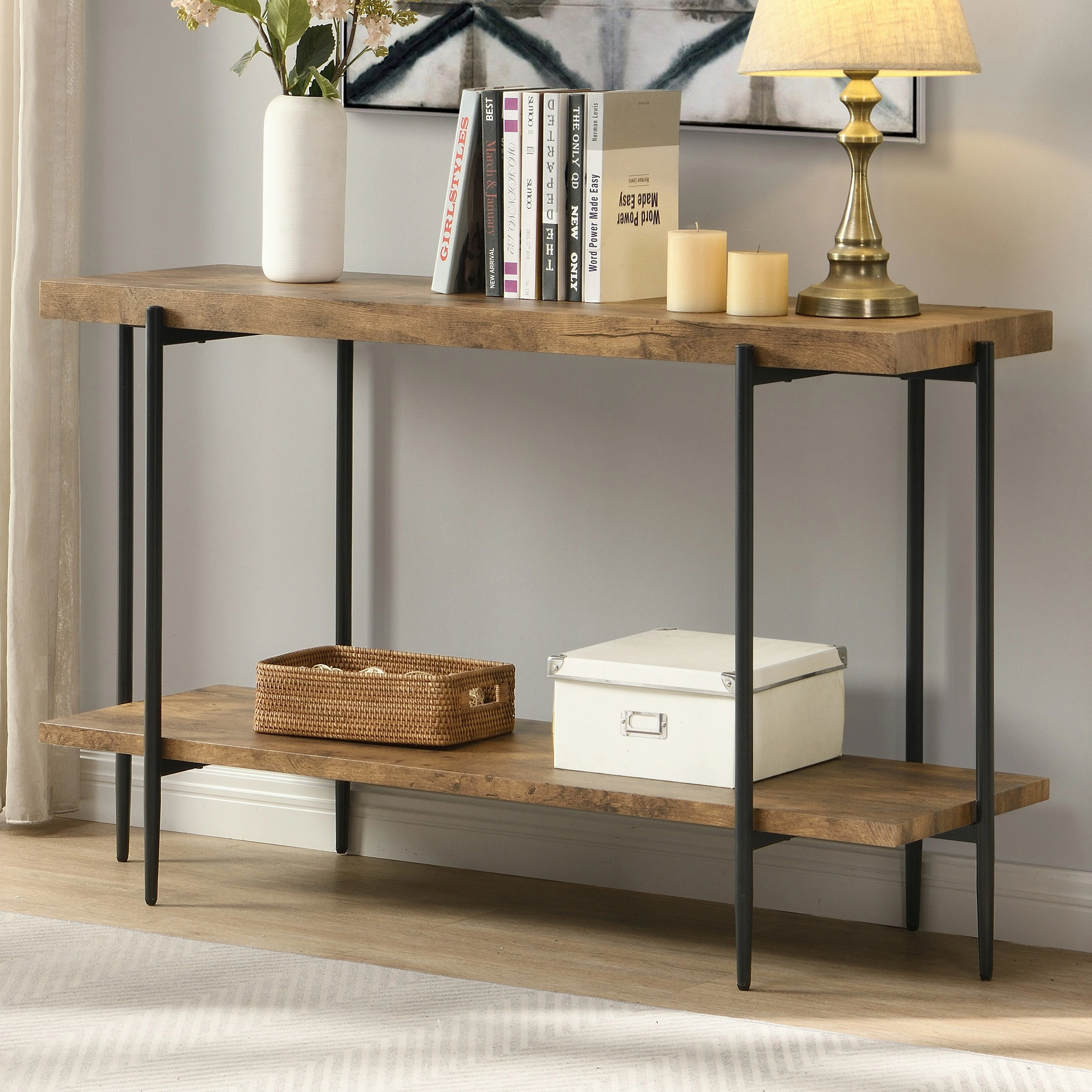 IHOMDEC Extra Long Console Sofa Table 135cmW Dark Brown