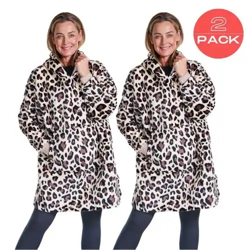 Hotto Premium Oversized Cuddle Hoodie Leopard Skin - 2 PACK