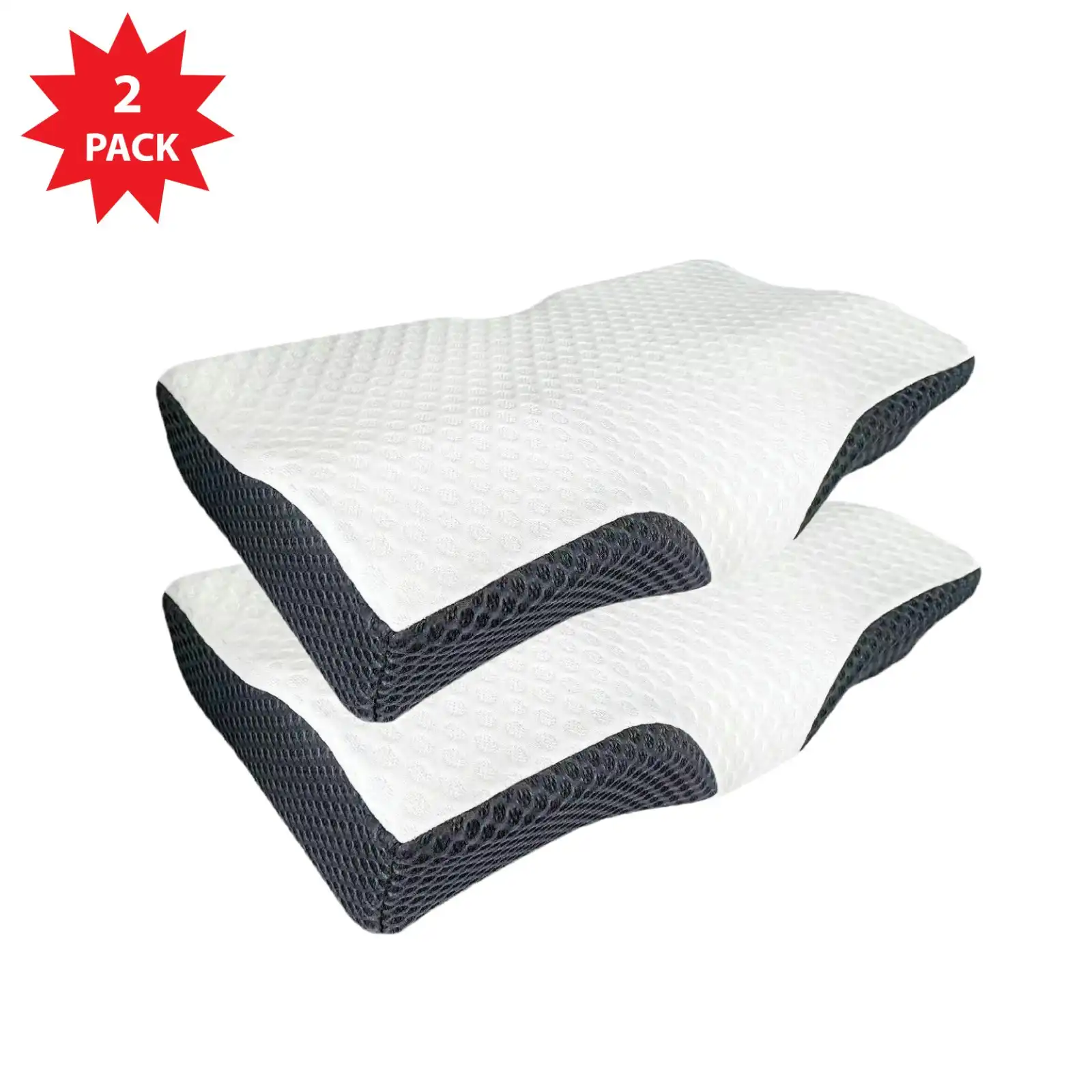 Vistara Sounds Sleep Memory Foam Cervical Neck Pillow - 2 Pack