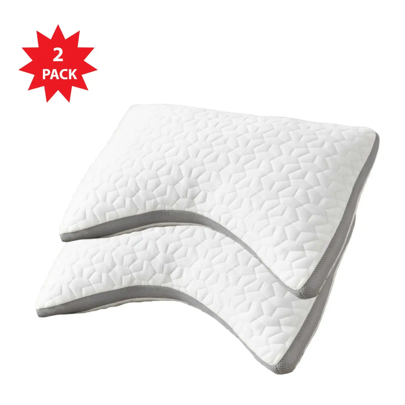 Vistara Sound Sleep Soft Curved Pillow - 2 Pack