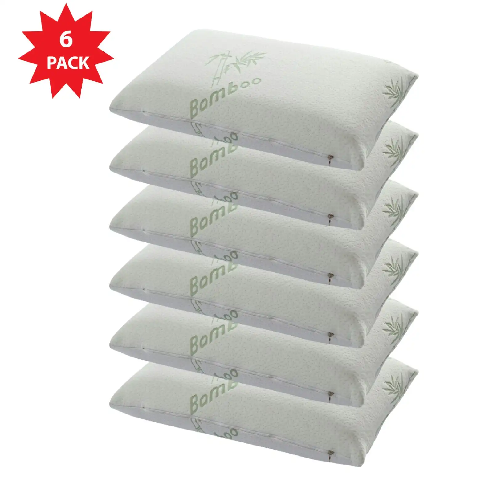 Vistara Bamboo Pillow Shredded Memory foam Size 65cm x 45cm - 6 Pack