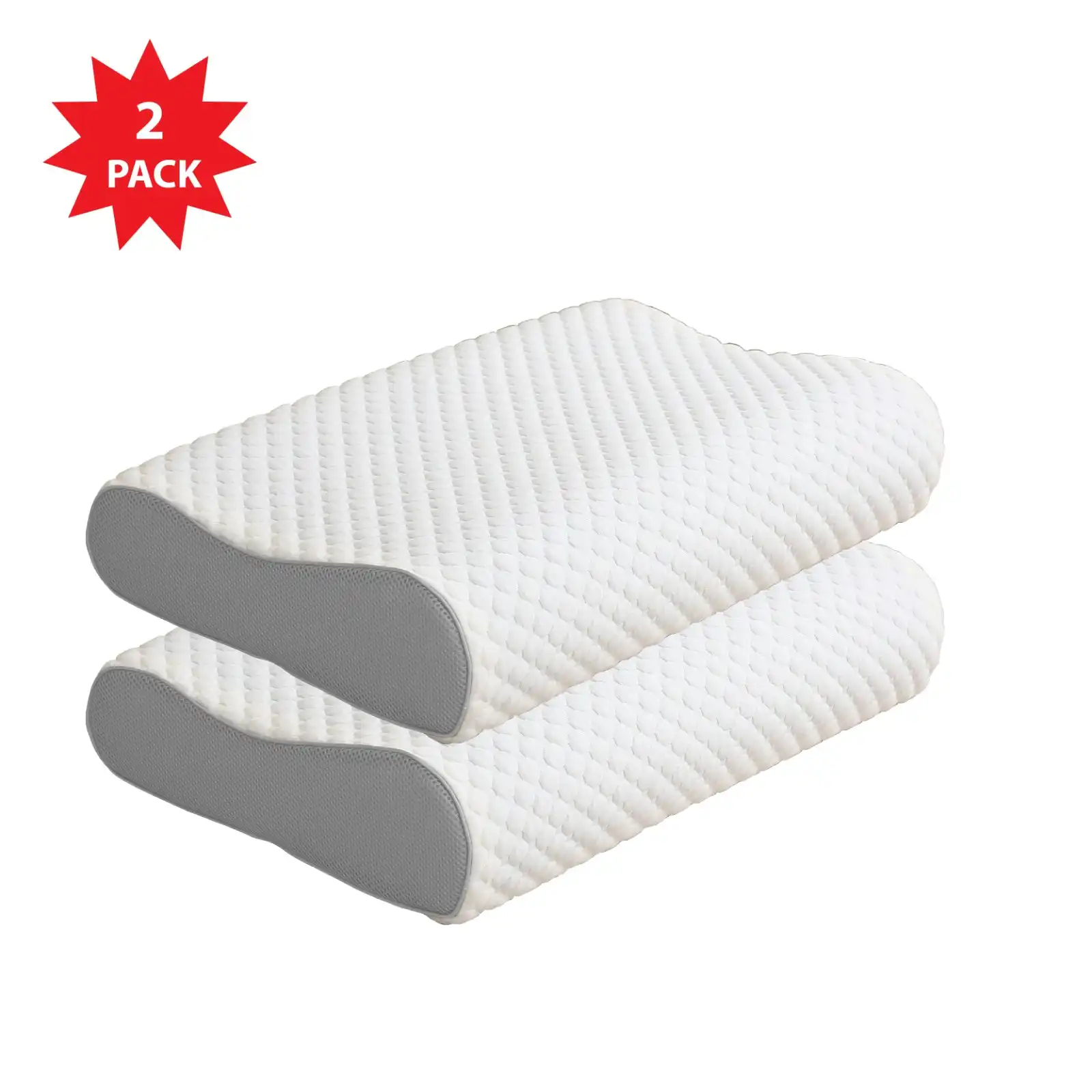 Vistara Sound Sleep Memory Foam Contour Pillow 60x40cm - 2 Pack