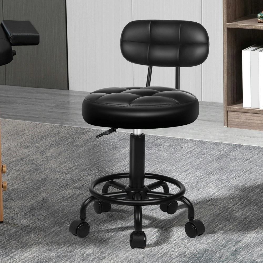 Alfordson Salon Stool Backrest Swivel Barber Hair Dress Chair Riley All Black