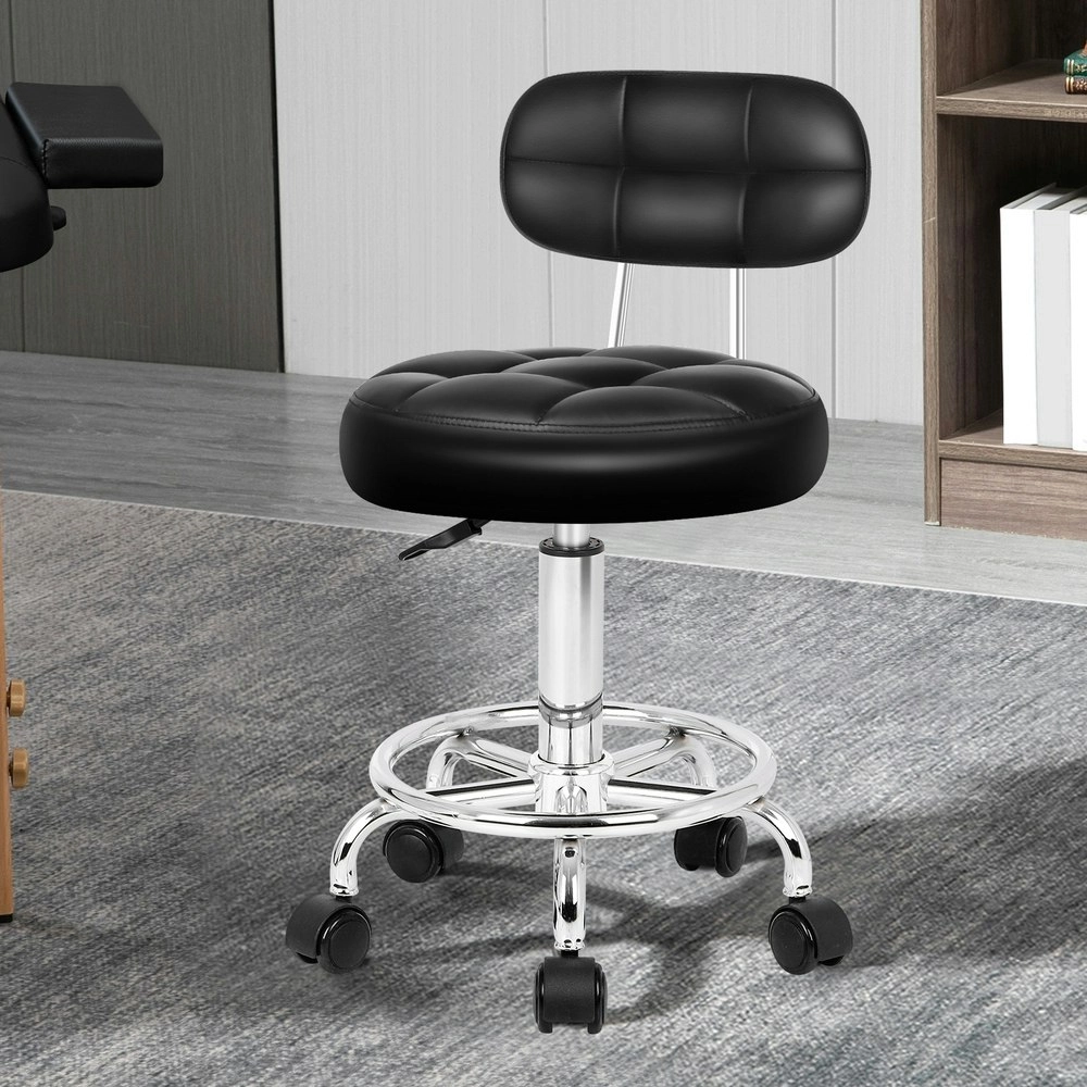 Alfordson Salon Stool Backrest Swivel Barber Hair Dress Chair Riley Black