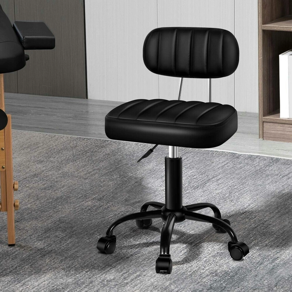 Alfordson Salon Stool Backrest Swivel Barber Hair Dress Chair Lina All Black