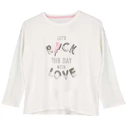 Pepe Kids Pepe Jeans Girls White 'lets Rock This Day With 'love' T-shirt