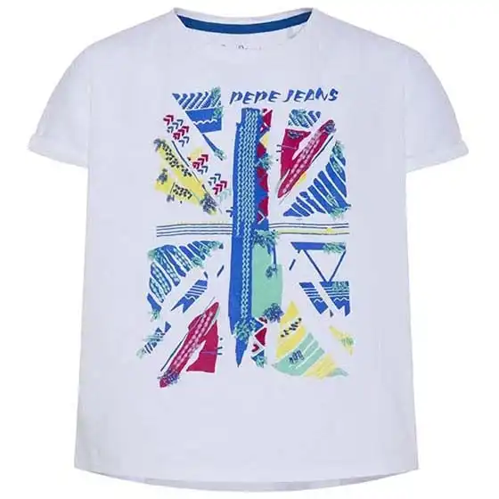 Pepe Kids Pepe Jeans Girls Multicoloured Union Jack T-shirt In White