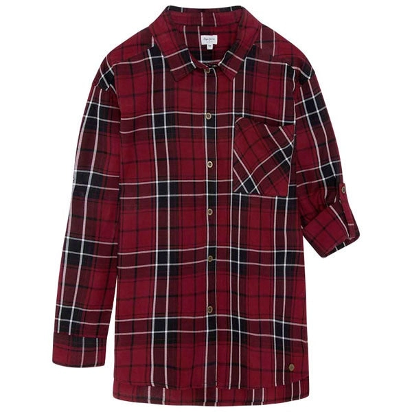 Pepe Kids Pepe Jeans Girls Osla Check Shirt Lotus Red